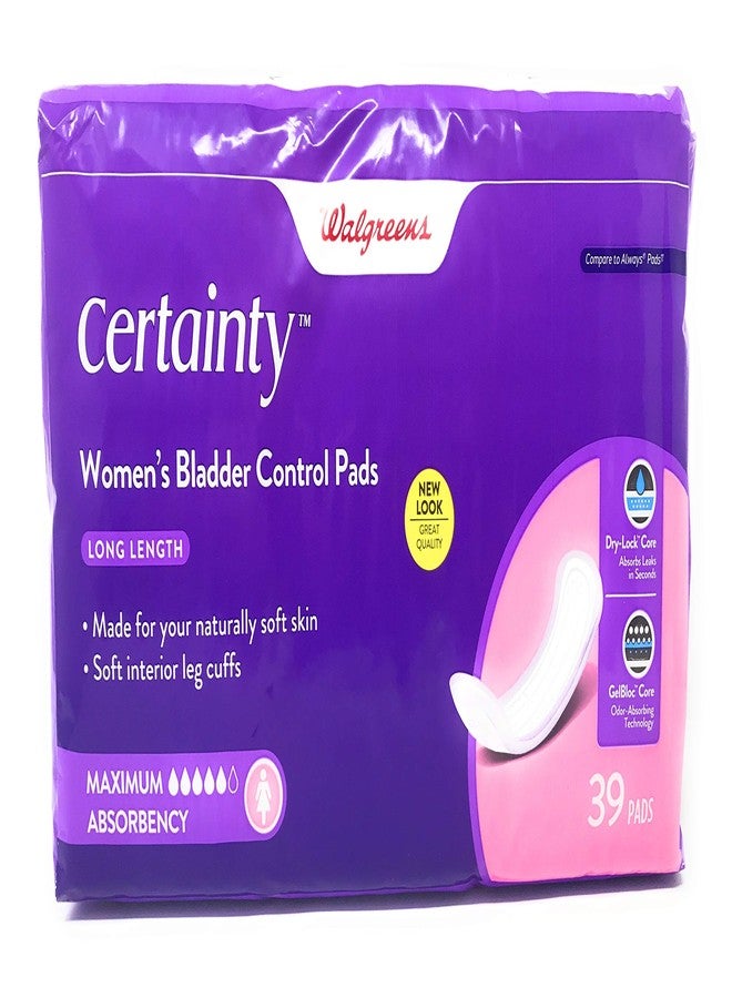 Walgreens Certainty Womens Bladder Control Pads, Maximum Absorbency, Long Length 39 Count - Image 2
